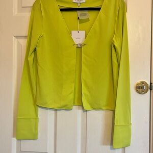 L'Academie Neon Yellow V-Neck Blouse